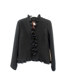 PABLO‎ GERARD DAREL Sweater XS Womens Black Blouse Ruffles Button Down Formal